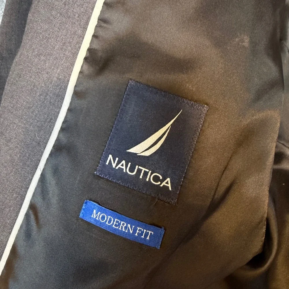Nautica Mens Modern Fit Bi-Stretch 2-Piece Suit Charcoal Grey 42L W36 NA000276